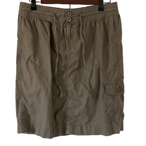 Bass Heritage Utility Skirt Size 8 Khaki Green Linen Cotton Cargo Pocket